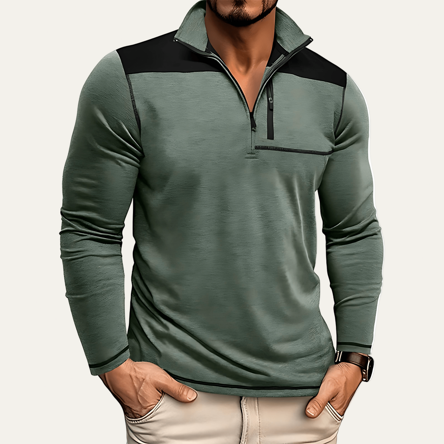 Men’s Slim Fit Zip Stand Collar Pullover