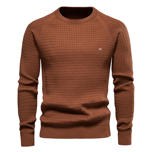 Cevori Slim Fit Textured Knit Crew Neck Jumper