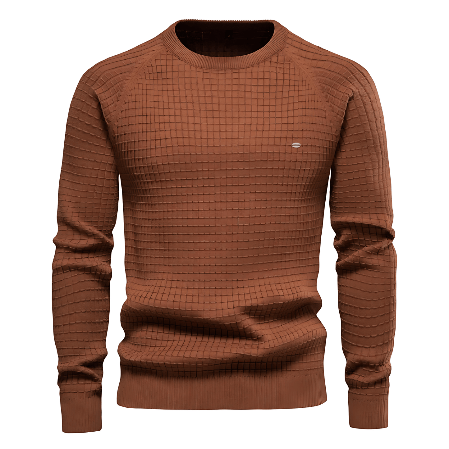 Men’s Textured Waffle Knit Crewneck Sweater