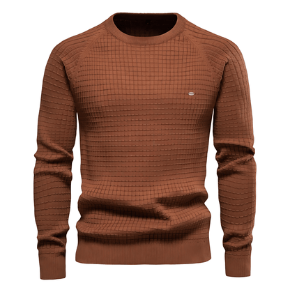 Men’s Textured Waffle Knit Crewneck Sweater