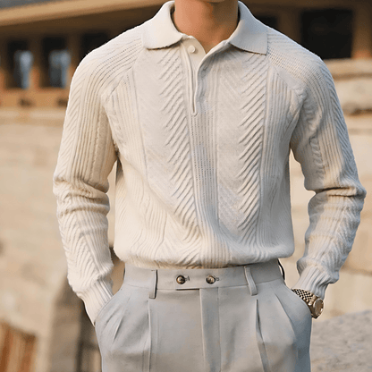 Cevori Slim Fit Wool Blend Cable Knit Sweater