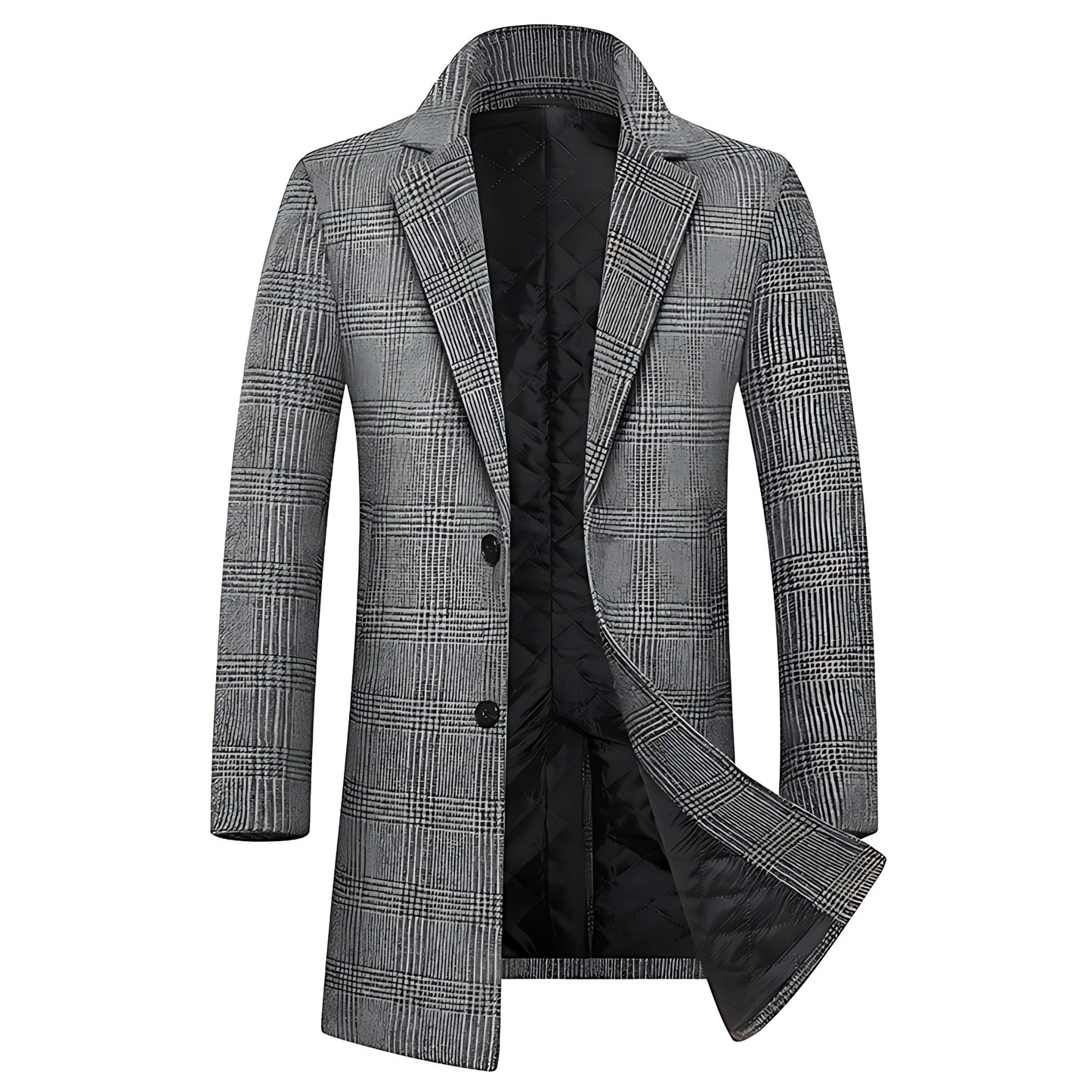 Cevori Slim Fit Wool Blend Plaid Overcoat