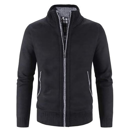 Cevori Structured Mock Neck Style Zip-Up Cardigan
