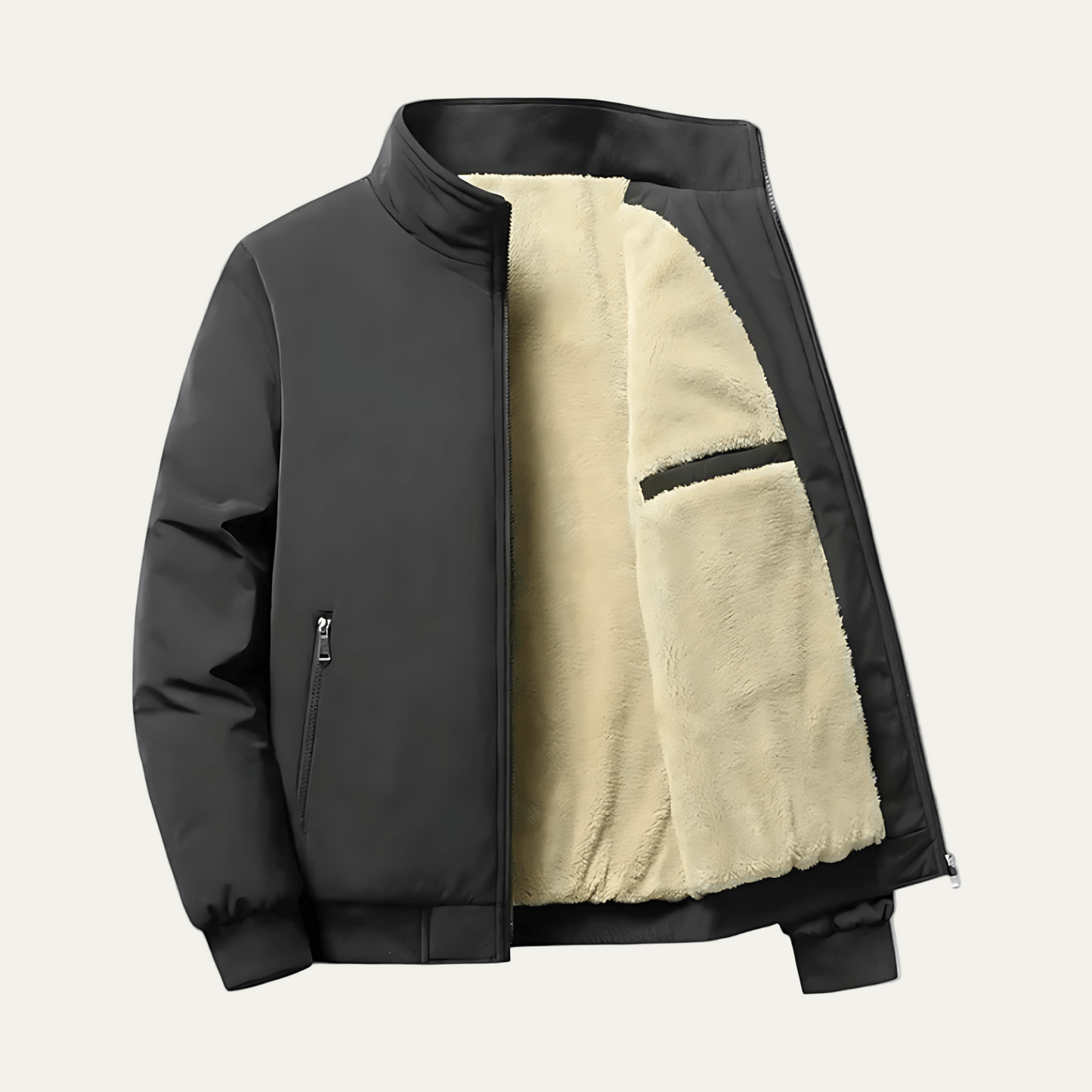 Men’s Heavy Fur Lined Bomber Jacket