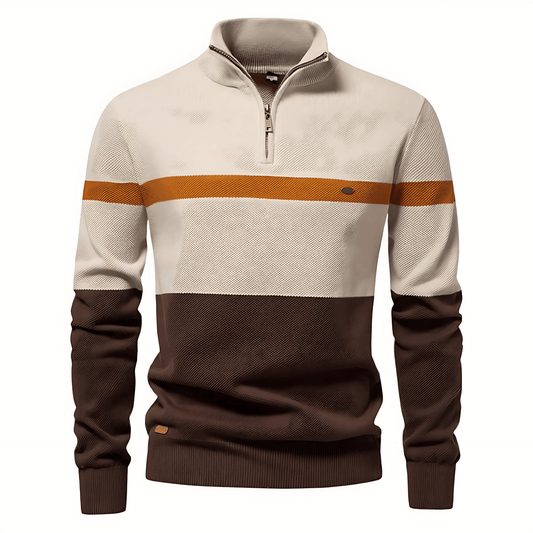 Cevori Stylish Color Block Quarter-Zip Jumper
