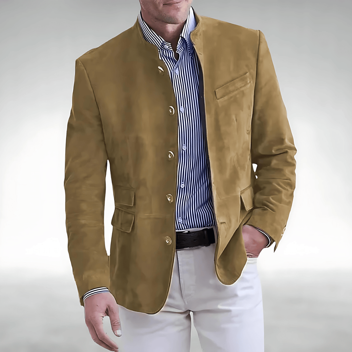Cevori Stylish Single Breasted Jacket Suede Blazer