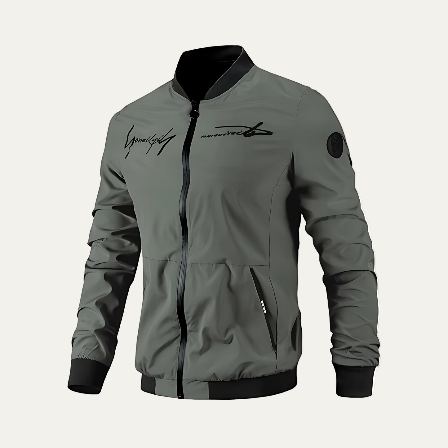 Men’s Graphic Lettering Lightweight Bomber Jacket