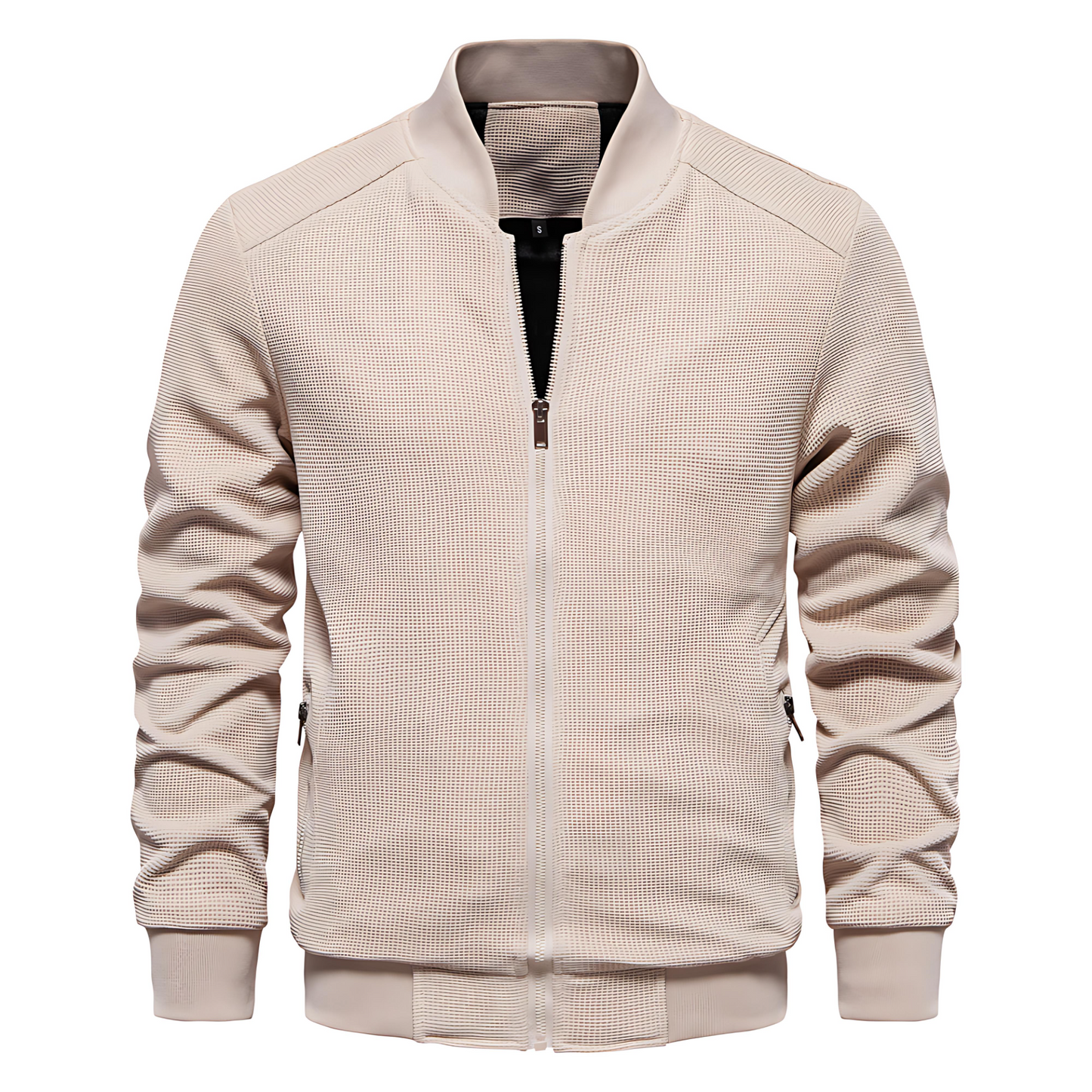 Men’s Stylish Textured Knit Bomber Jacket