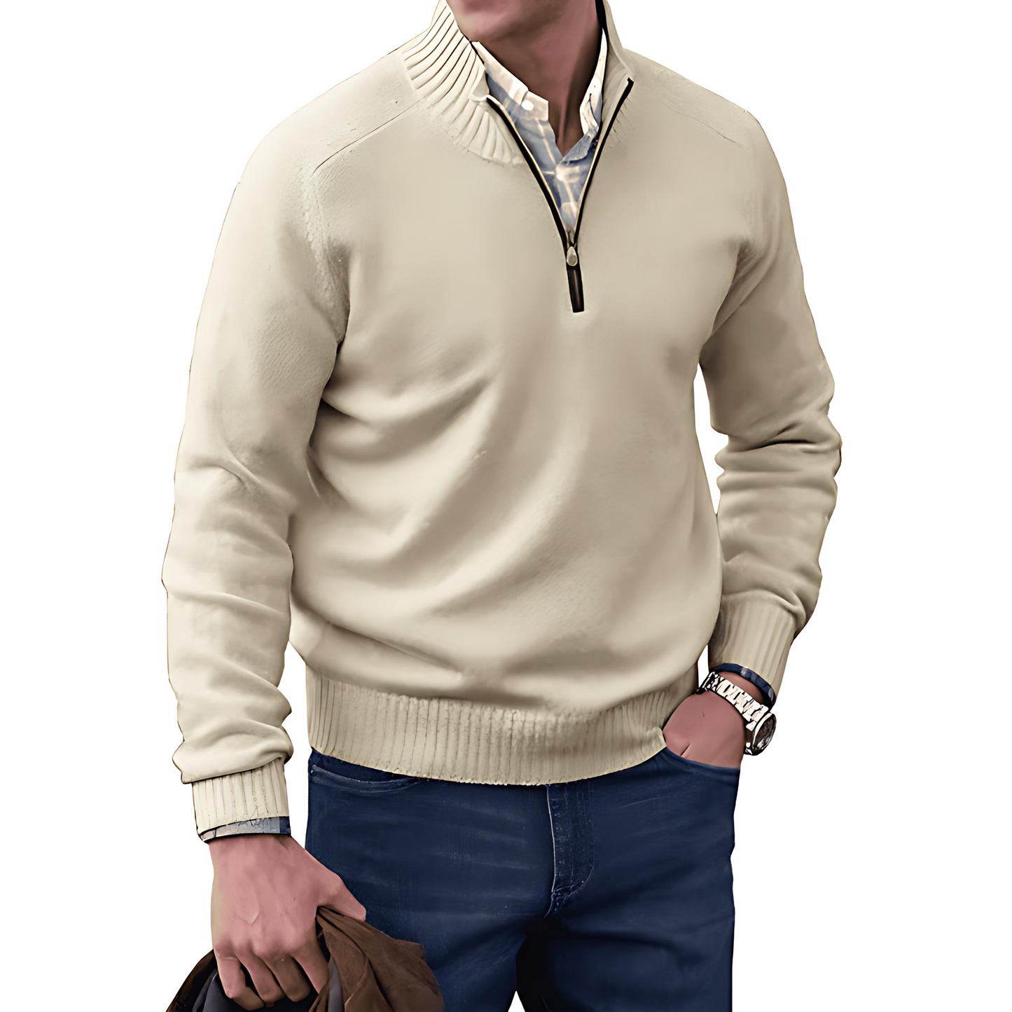 Cevori Sweater Knitted Half Zip Pullover
