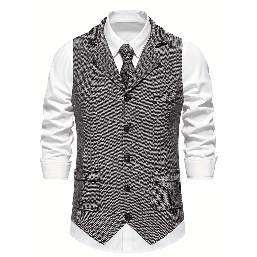 Cevori Tailored Fit Herringbone Waistcoat