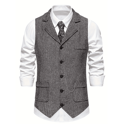 Cevori Tailored Fit Herringbone Waistcoat