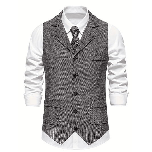 Cevori Tailored Fit Herringbone Waistcoat