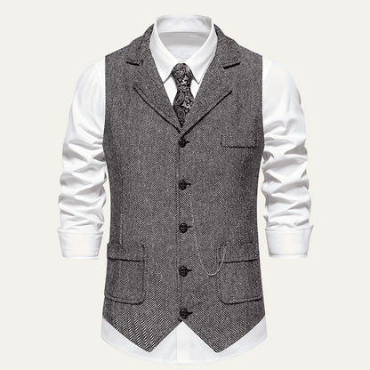 Men’s Herringbone Notch Lapel Formal Vest