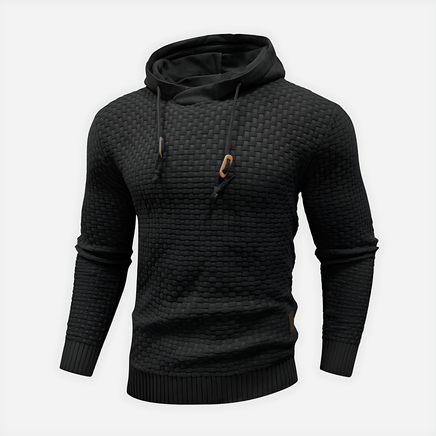 Cevori Textured Knit Drawstring Hoodie