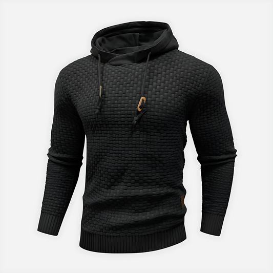 Cevori Textured Knit Drawstring Hoodie