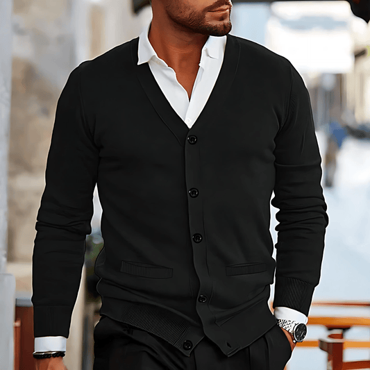 Cevori V-Neck Slim Fit Cardigan with Pockets