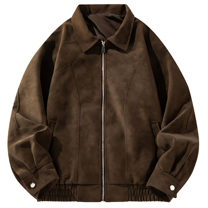 Cevori Vintage Bomber Jacket with Zip & Raglan Sleeves
