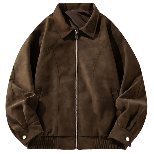 Cevori Vintage Bomber Jacket with Zip & Raglan Sleeves