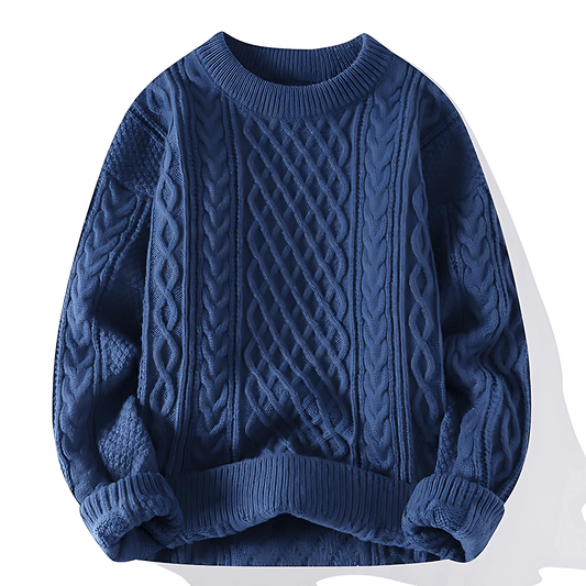 Cevori Vintage Style Cable Knit Crew Neck Jumper