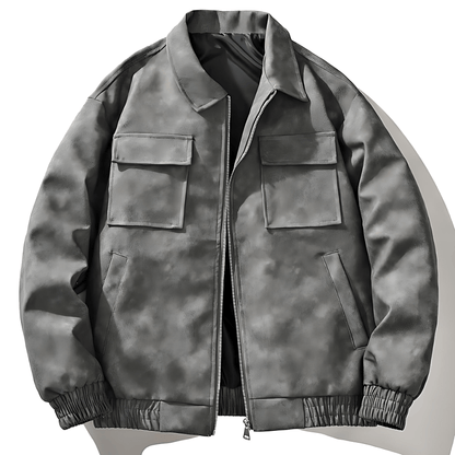 Cevori Vintage Zip & Pocket Design Bomber Jacket