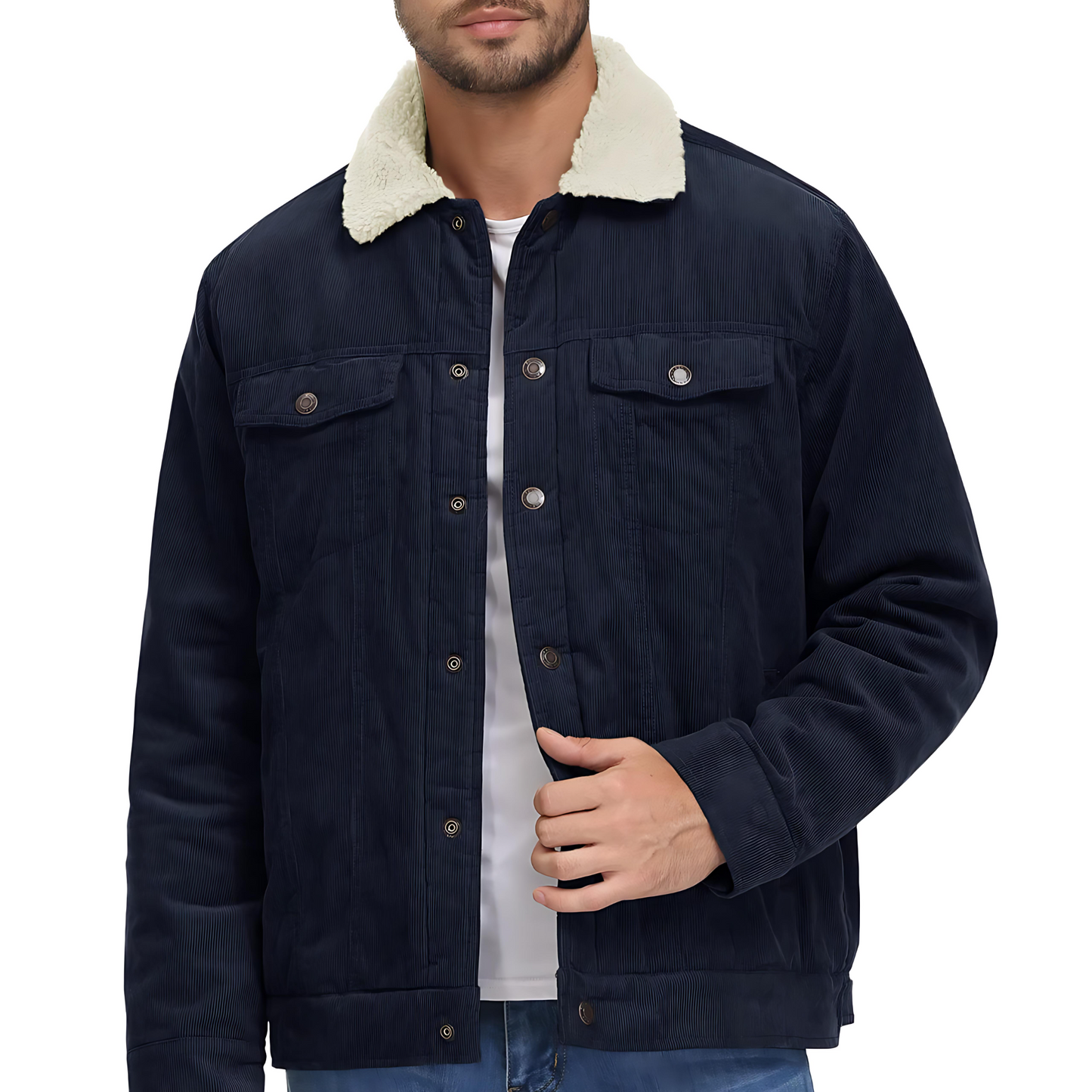 Men’s Corduroy Teddy Jacket with Sherpa Collar