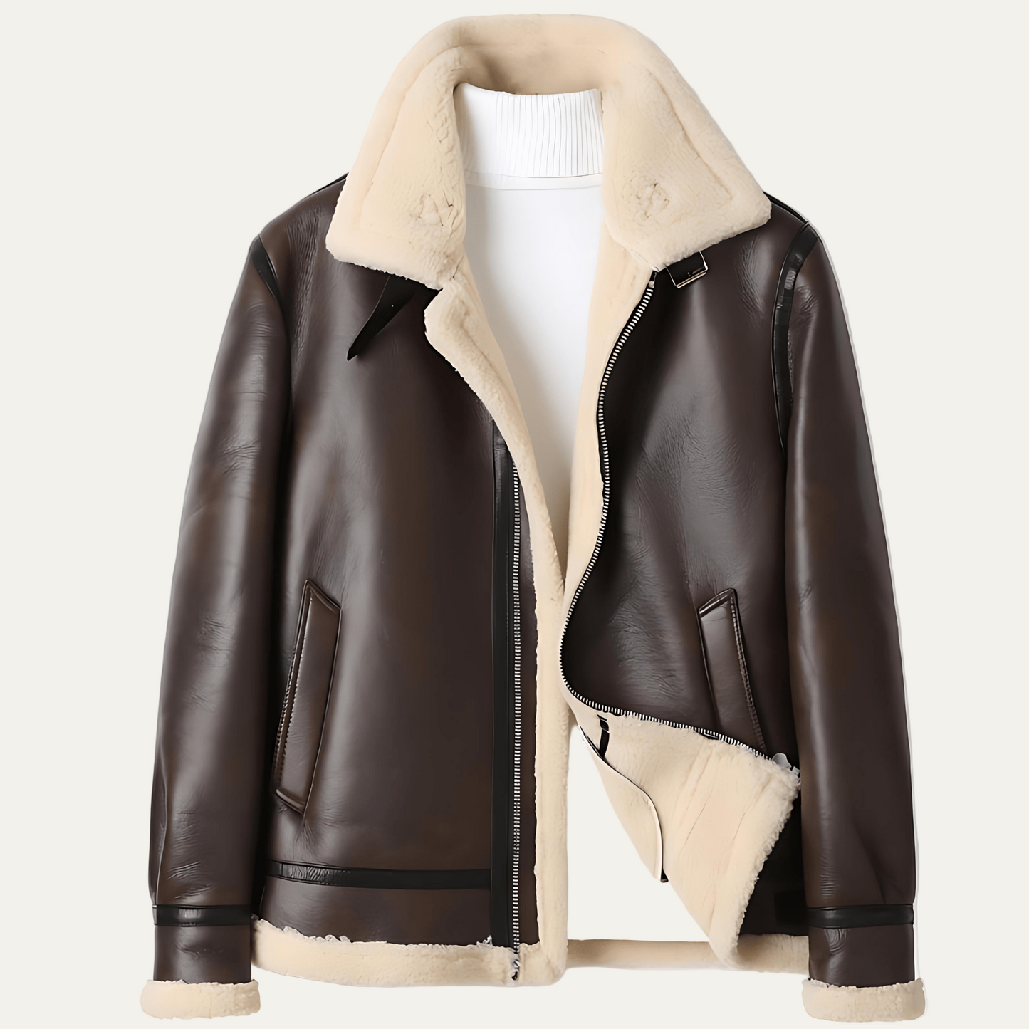 Men’s Shearling Flight Jacket with Fleece Collar