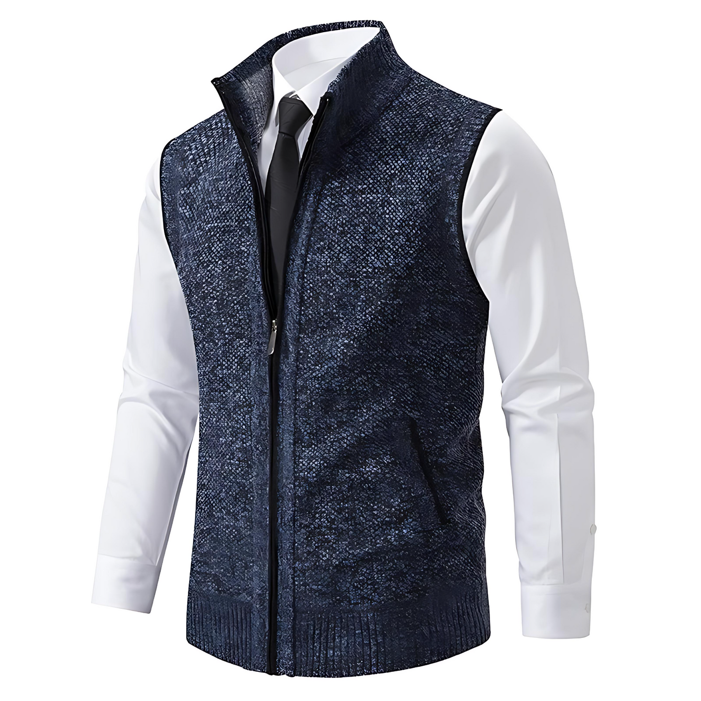 Cevori Zip Knit Gilet Mock Neck