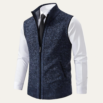 Men’s Textured Knit Zip Sweater Vest