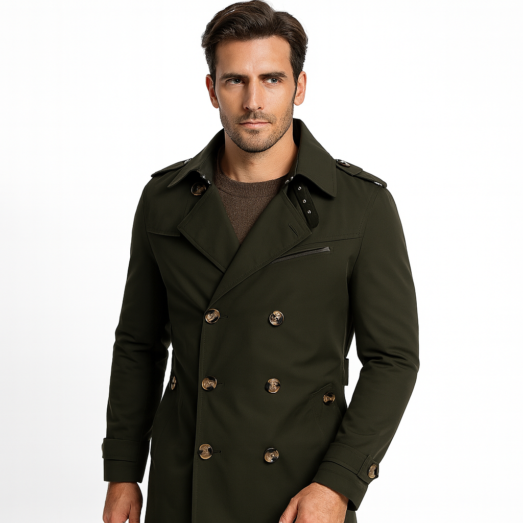 Men’s Classic Button Front Trench Coat
