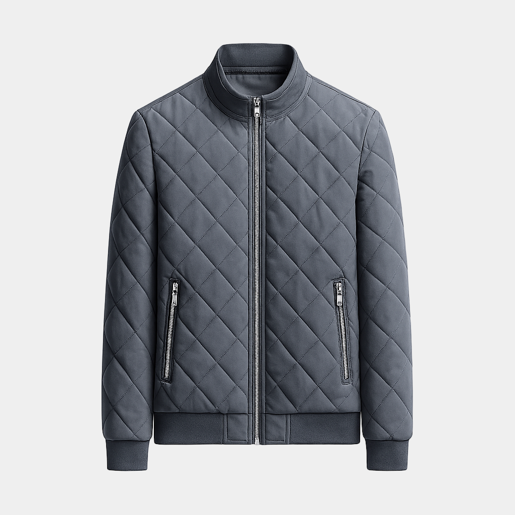 Slim Fit Quilted Bomber Jacket - Warm Lightweight Design