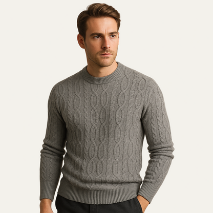 Men’s Fitted Cable Knit Pullover