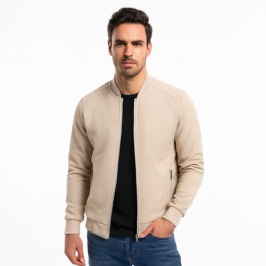Men’s Textured Full Zipper Knit Jacket