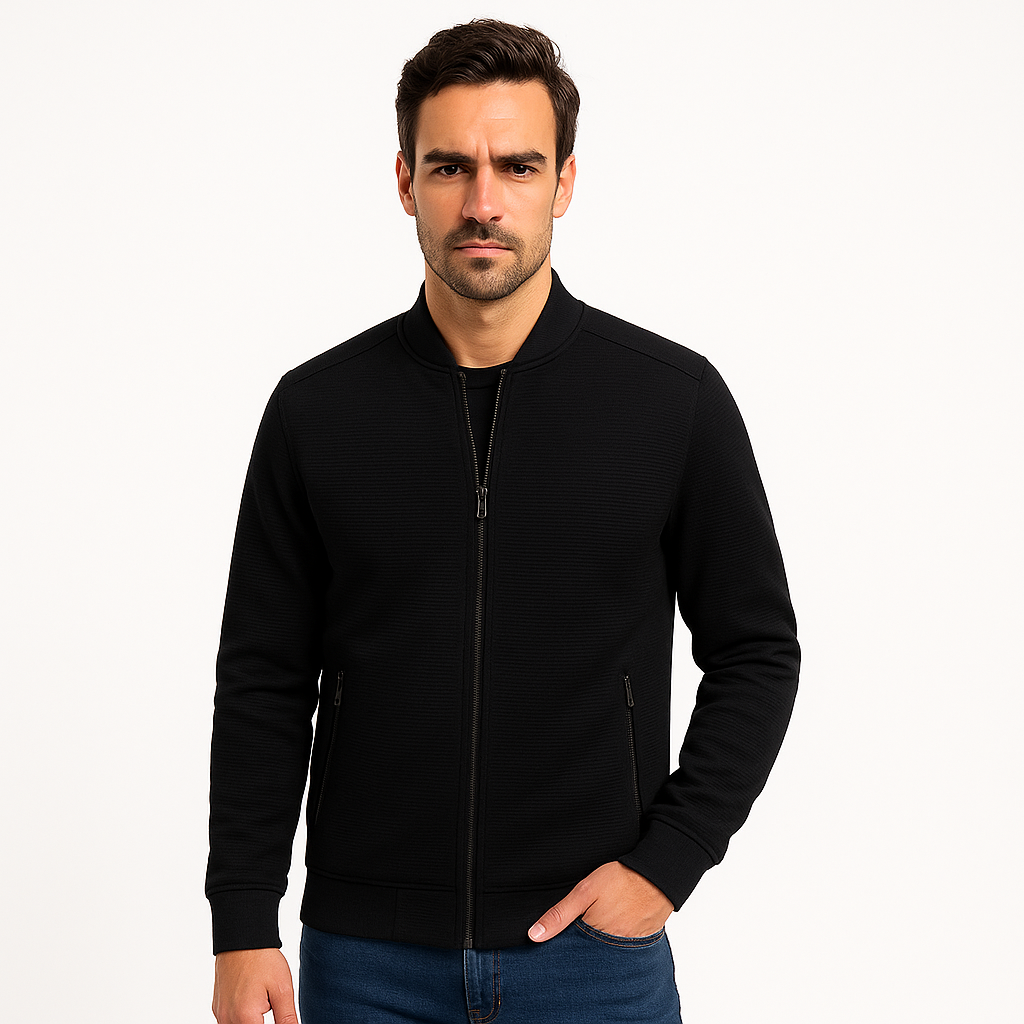 Men’s Textured Full Zipper Knit Jacket