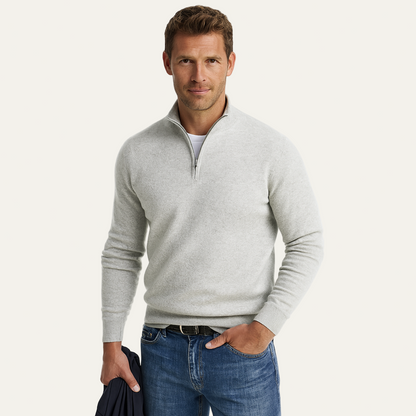Men’s Fine Knit Quarter Zip Mock Neck Sweater