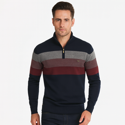 Men’s Color Block Quarter Zip Knit Sweater