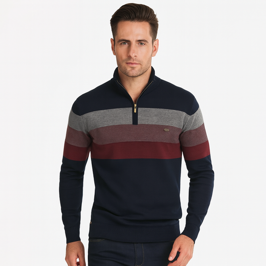 Men’s Color Block Quarter Zip Knit Sweater
