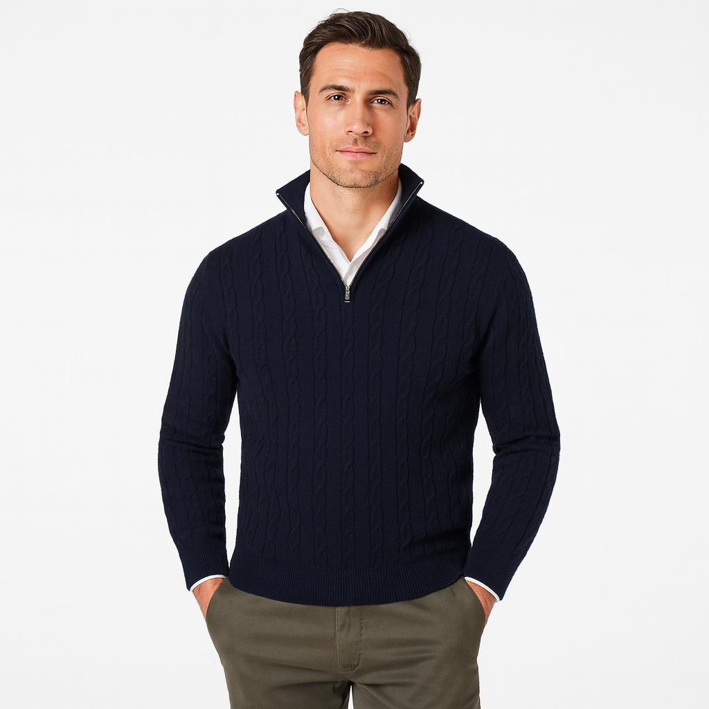 Men’s Cable Knit Zipper Sweater