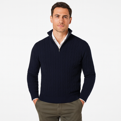 Men’s Cable Knit Zipper Sweater