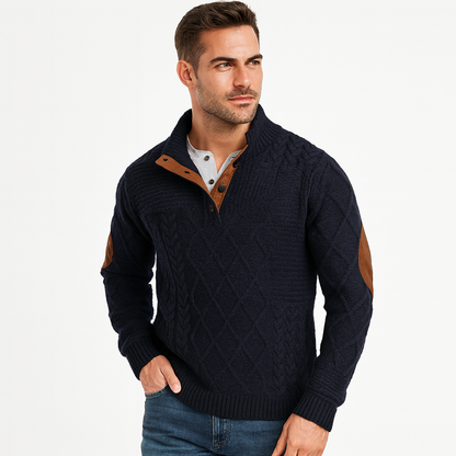 Men’s Quilted Funnel Neck Pullover Sweater