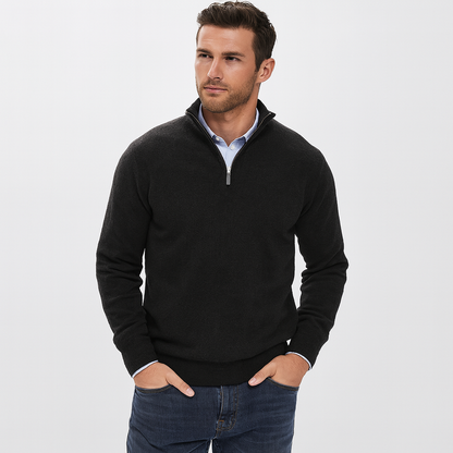 Men’s Plain Knit Cashmere Sweater with Funnel Neck