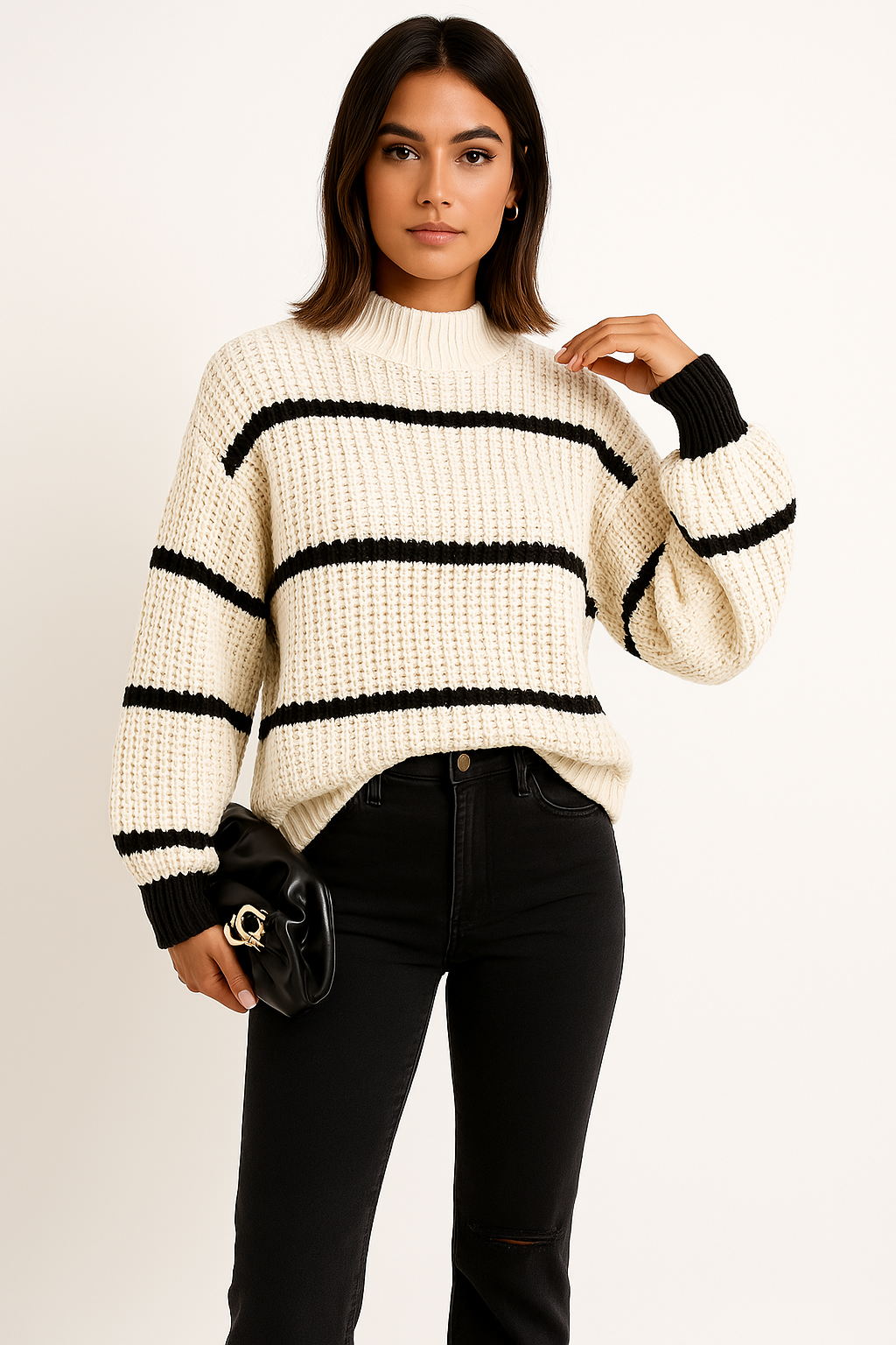 Relaxed Fit Women's Striped Crew Neck Jumper - BritishElegance