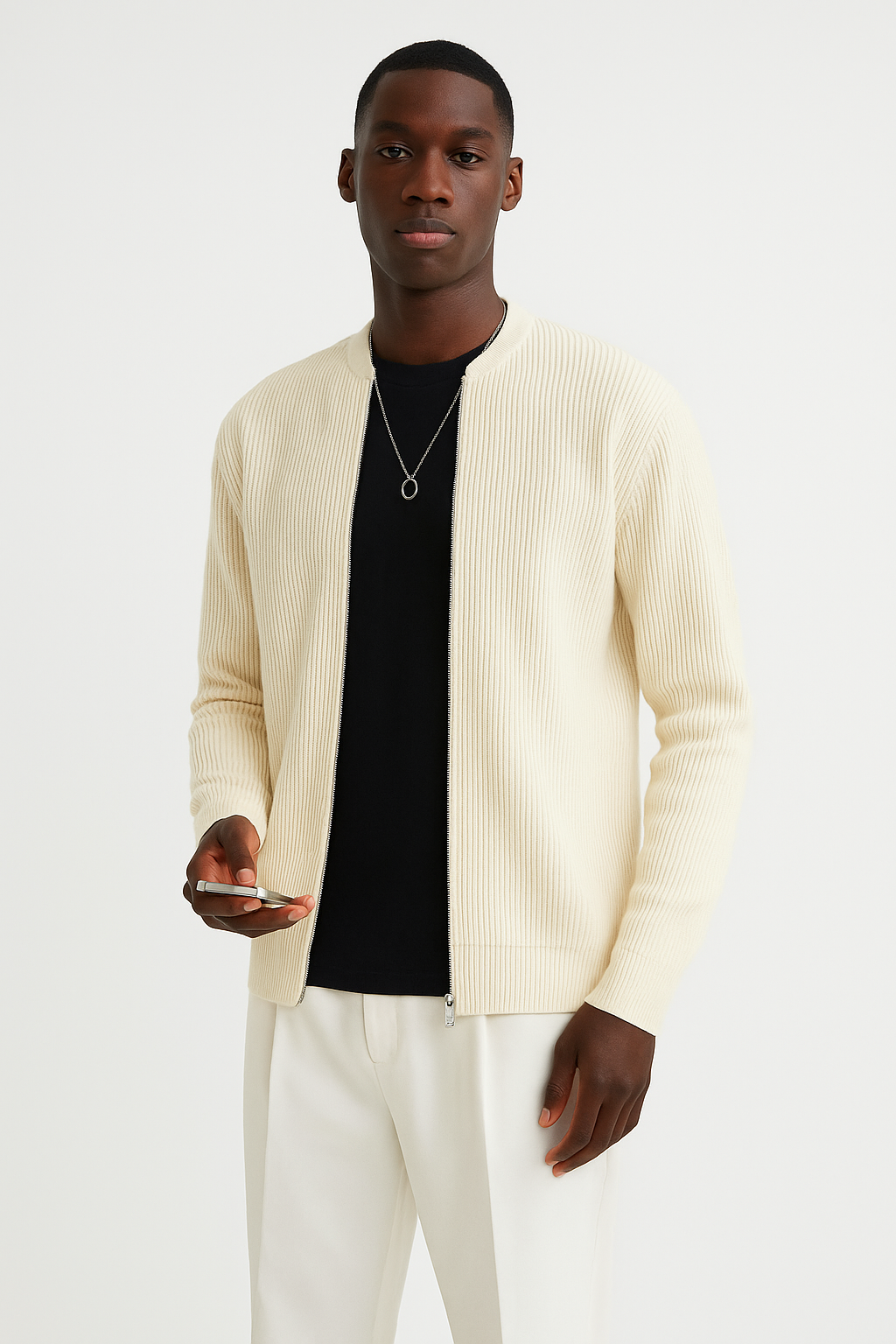 Classic Men's Crew Neck Ribbed Sweater