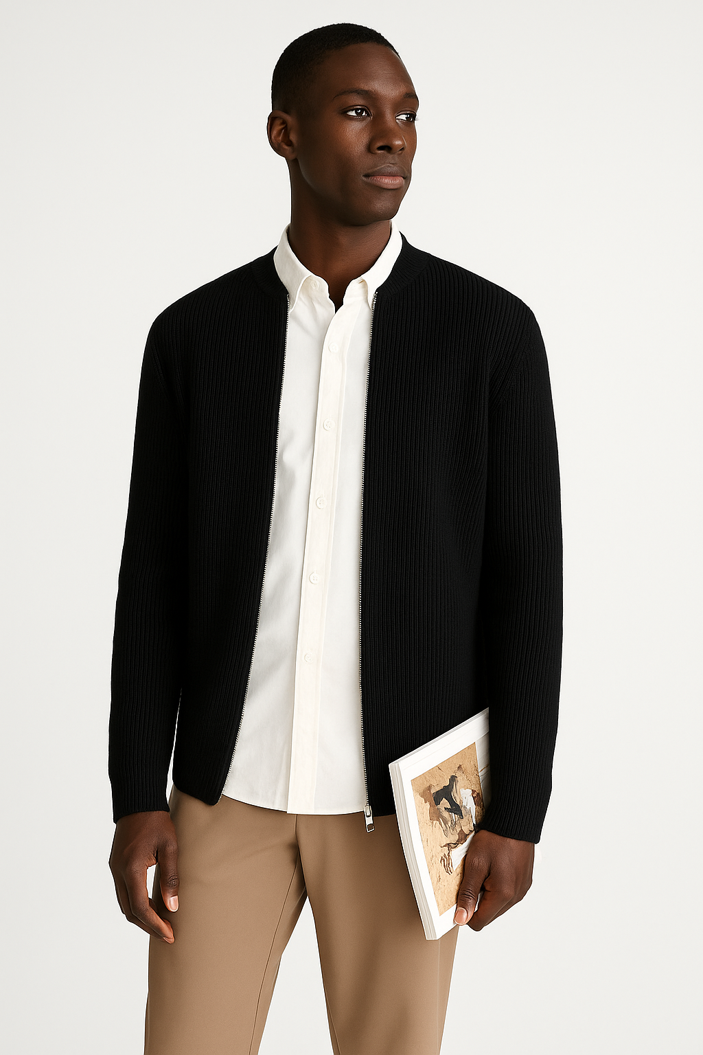 Classic Men's Crew Neck Ribbed Sweater