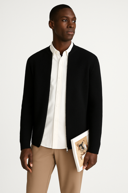 Classic Men's Crew Neck Ribbed Sweater