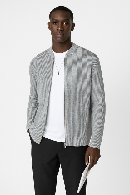 Classic Men's Crew Neck Ribbed Sweater