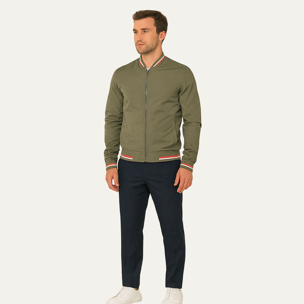 Men’s Lightweight Striped Bomber Jacket