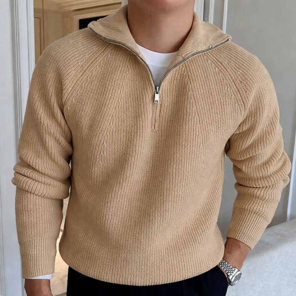 Casual Men's Quarter Zip Pullover Sweater