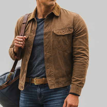 Men’s Vintage Rugged Button-Front Outdoor Jacket