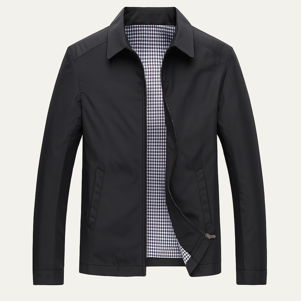 Men’s Sleek Lightweight Check Lined Bomber Jacket