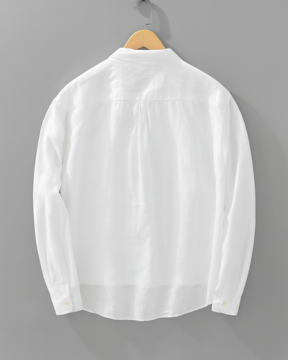 Men’s Casual Henley Shirt – Long Sleeve Cotton-Linen Pullover